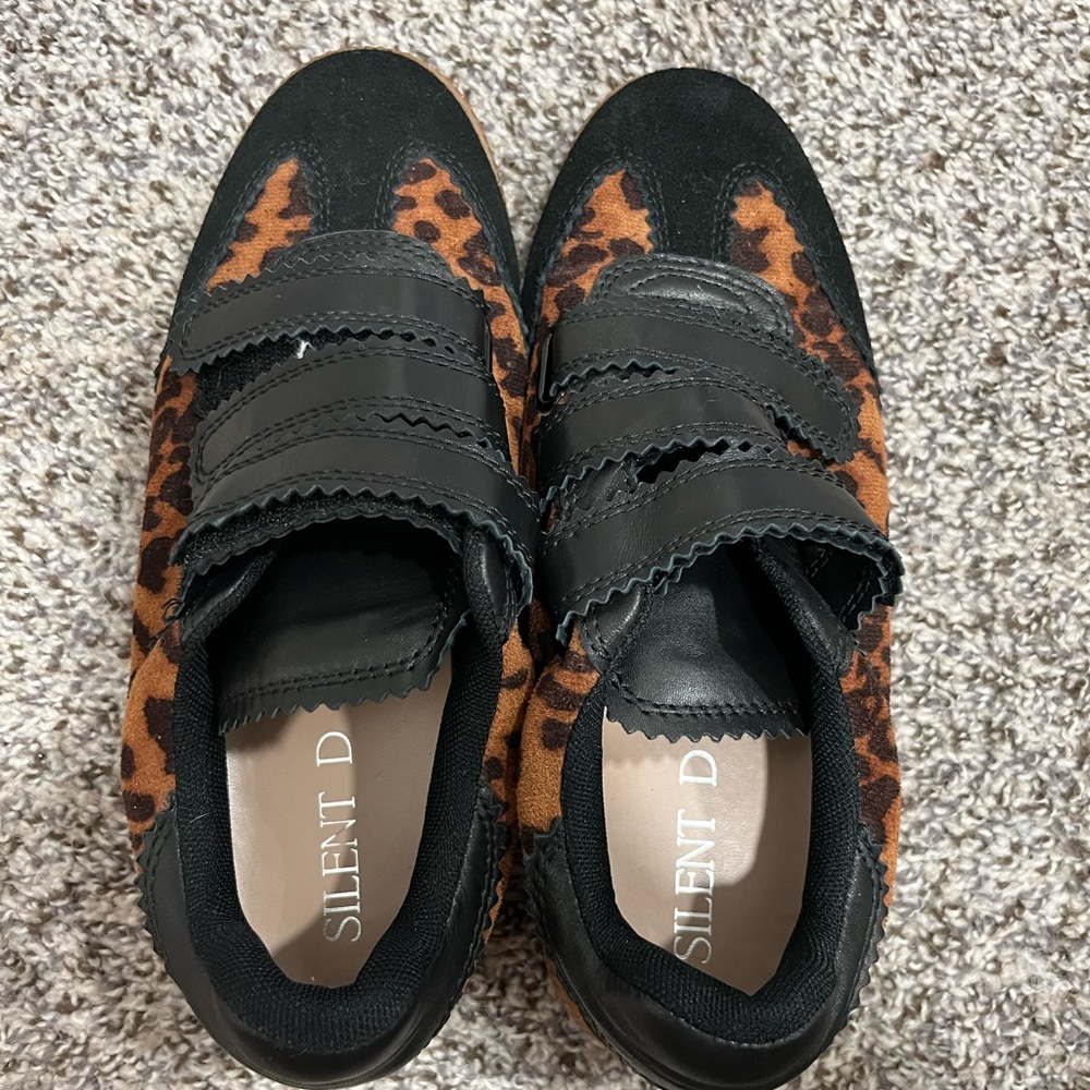 Silent D. Leopard Print Velcro Sneakers - Brown/Black